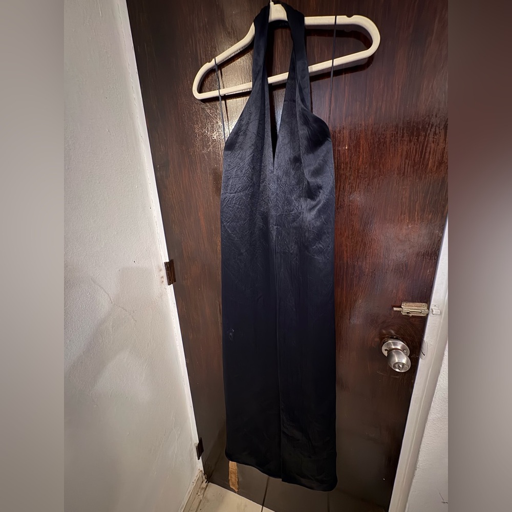 NWT Zara Navy Halter Midi Dress. Size Small.